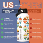 The Original Parks of the USA Bucket List Water Bottle 32oz
