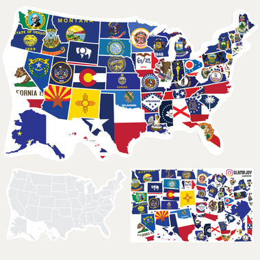 Sticker Travel Map - State Flags