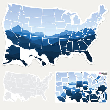 Sticker Travel Map - Blue Mountain Scape