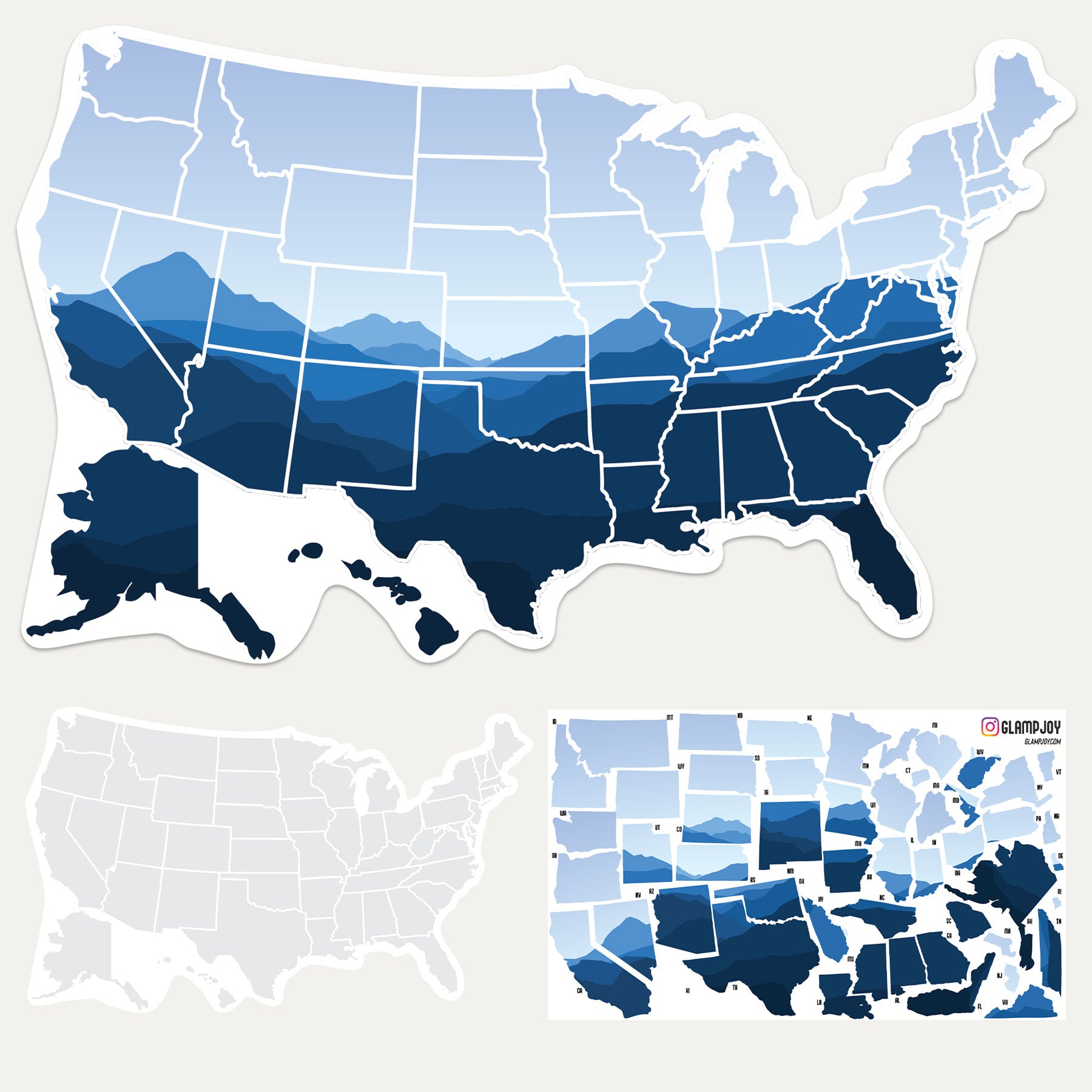 RV Travel Map - Blue Mountain Scape